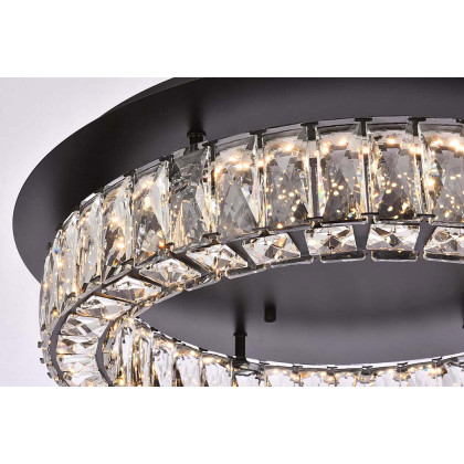 Elegant Monroe Led Flush Mount - Black, L 22" (3503F22BK)