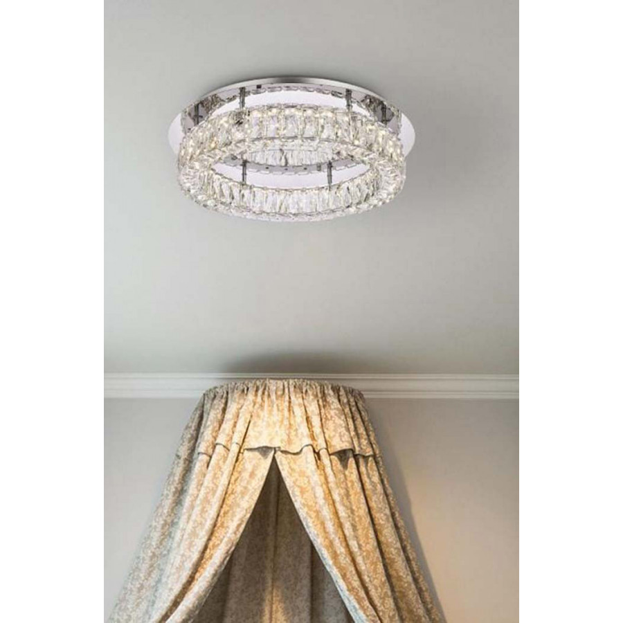 Elegant Monroe Led Flush Mount - Chrome, L 22" (3503F22C)