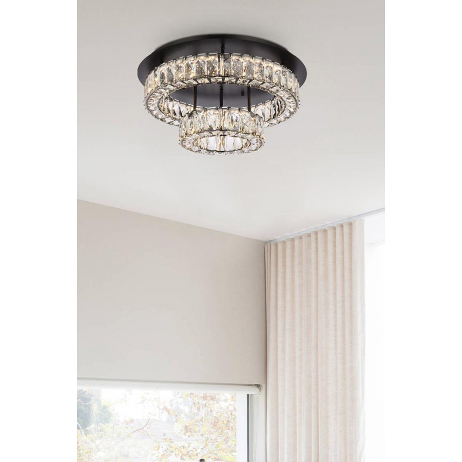 Elegant Monroe Led Flush Mount - Black, L 22", 2 Lights (3503F22L2BK)