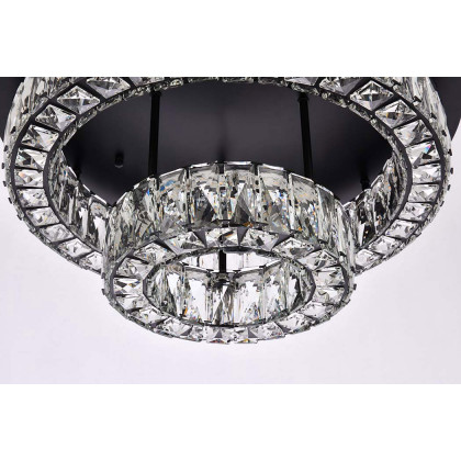 Elegant Monroe Led Flush Mount - Black, L 22", 2 Lights (3503F22L2BK)