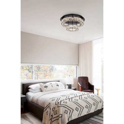 Elegant Monroe Led Flush Mount - Black, L 22", 2 Lights (3503F22L2BK)