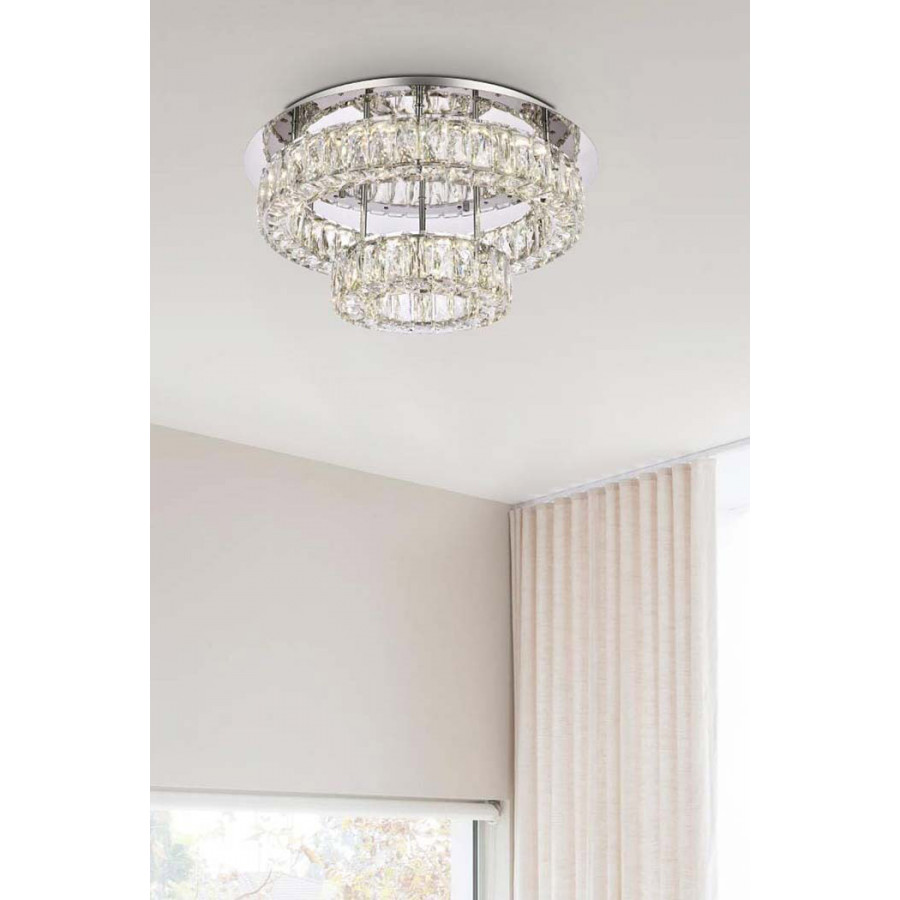 Elegant Monroe Led Flush Mount - Chrome, L 22", 2 Lights (3503F22L2C)