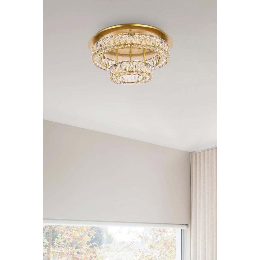 Elegant Monroe Led Flush Mount - Gold, L 22", 2 Lights (3503F22L2G)