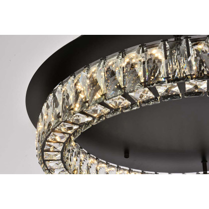 Elegant Monroe Led Flush Mount - Black, L 26" (3503F26BK)