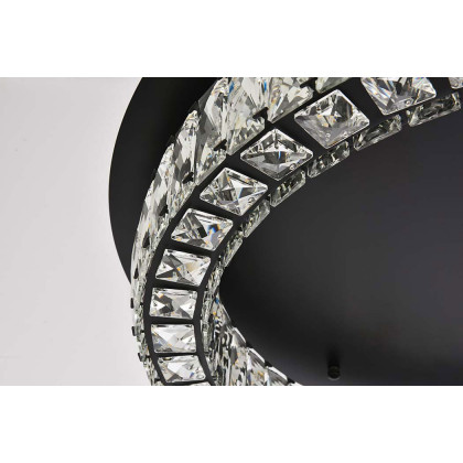 Elegant Monroe Led Flush Mount - Black, L 26" (3503F26BK)