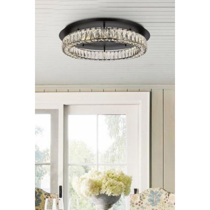 Elegant Monroe Led Flush Mount - Black, L 26" (3503F26BK)