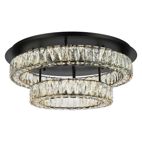 Elegant Monroe Led Flush Mount - Black, L 26", 2 Lights (3503F26L2BK)