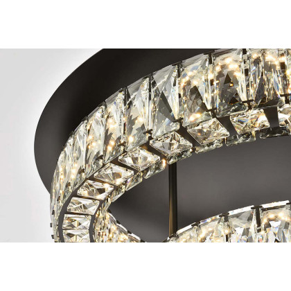 Elegant Monroe Led Flush Mount - Black, L 26", 2 Lights (3503F26L2BK)