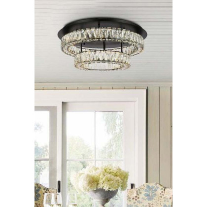 Elegant Monroe Led Flush Mount - Black, L 26", 2 Lights (3503F26L2BK)