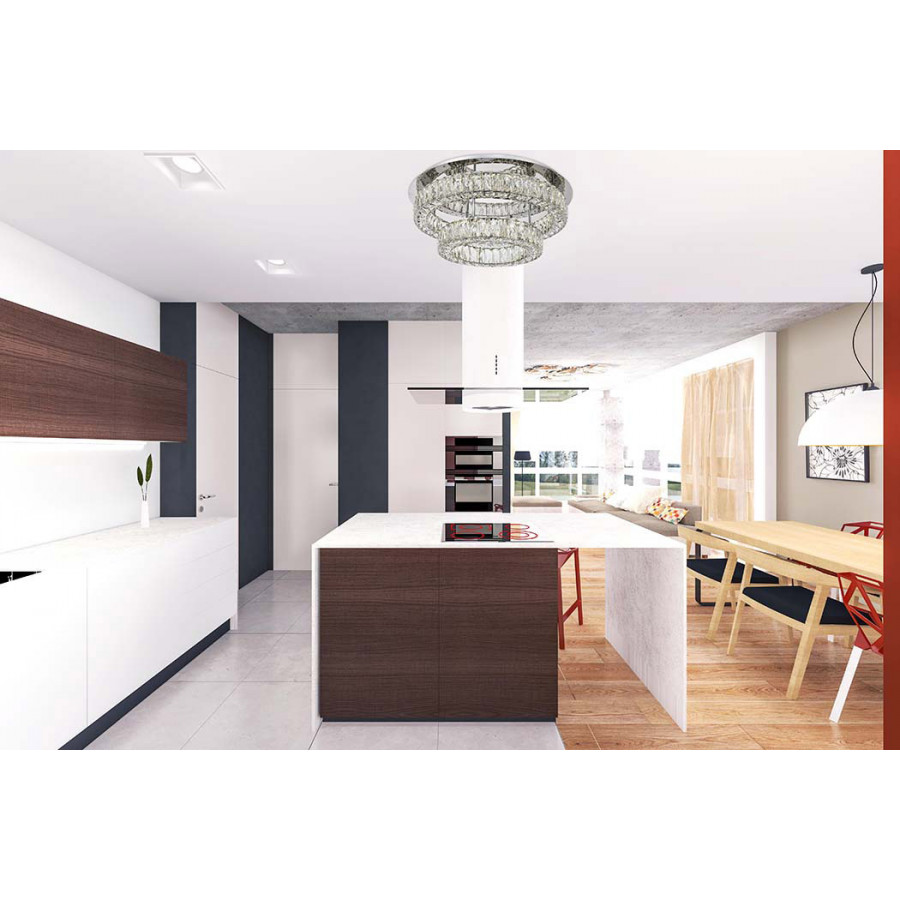 Elegant Monroe Led Flush Mount - Chrome, L 26", 2 Lights (3503F26L2C)
