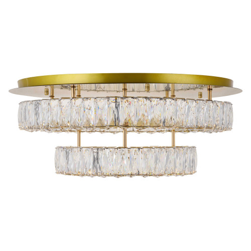 Elegant Monroe Led Flush Mount - Gold, L 26", 2 Lights (3503F26L2G)