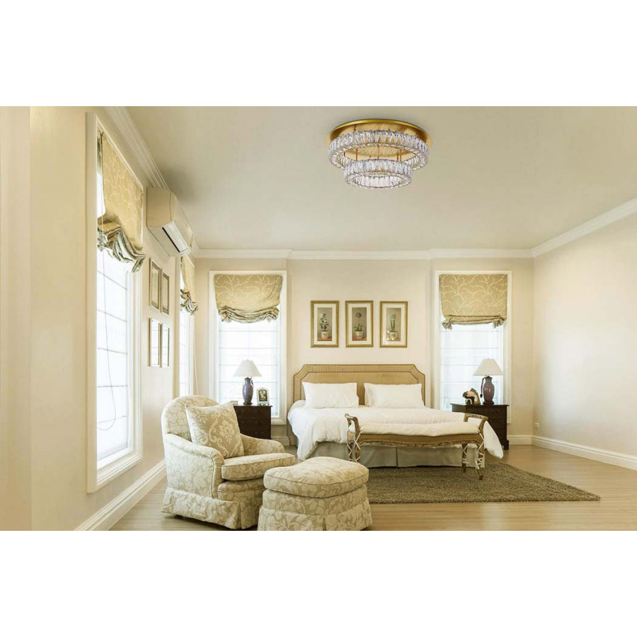 Elegant Monroe Led Flush Mount - Gold, L 26", 2 Lights (3503F26L2G)