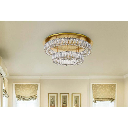 Elegant Monroe Led Flush Mount - Gold, L 26", 2 Lights (3503F26L2G)