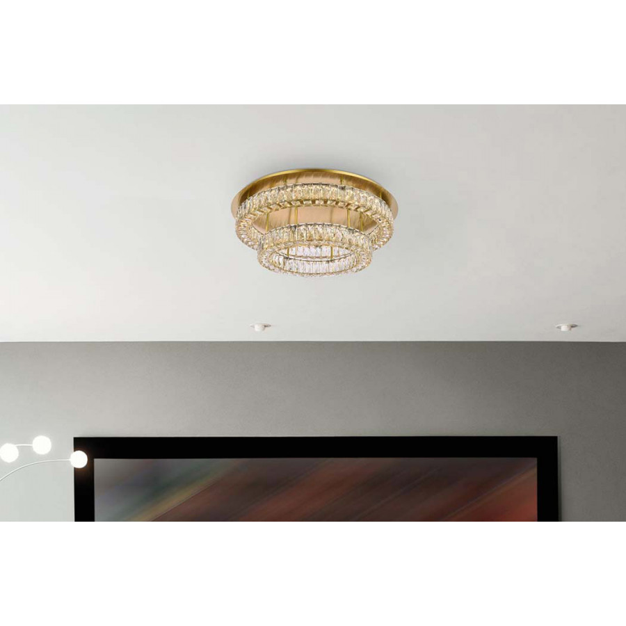 Elegant Monroe Led Flush Mount - Gold, L 30", 2 Lights (3503F30L2G)