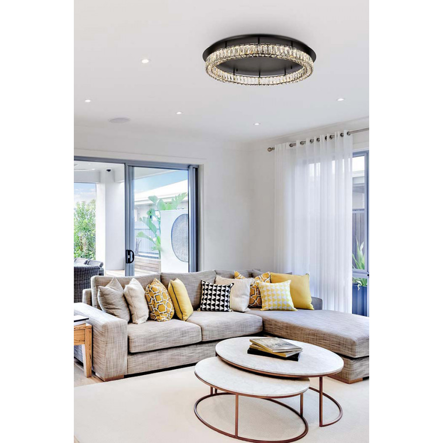 Elegant Monroe Led Flush Mount - Black, L 33" (3503F33BK)