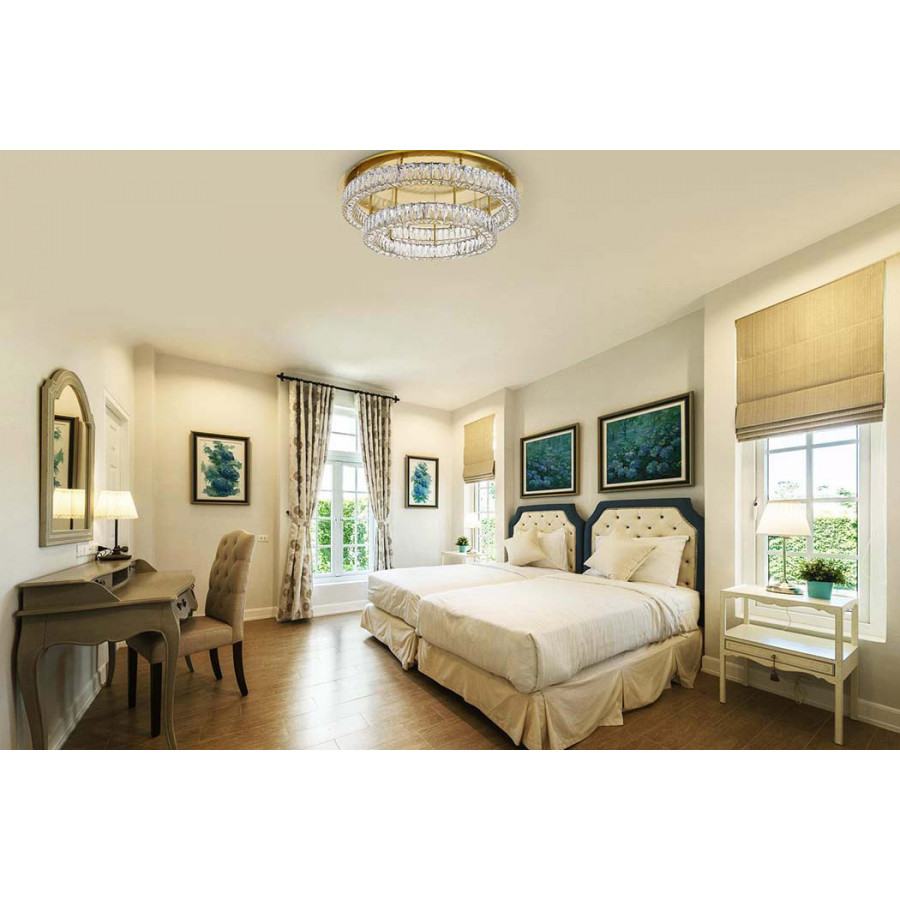 Elegant Monroe Led Flush Mount - Gold, L 33", 2 Lights (3503F33L2G)