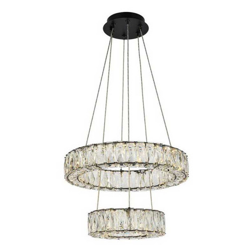 Elegant Monroe 5 Tier Led Chandelier - Black, L 18" (3503G18BK)