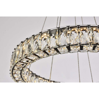 Elegant Monroe 5 Tier Led Chandelier - Black, L 24" (3503G24BK)