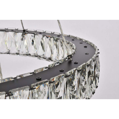 Elegant Monroe 5 Tier Led Chandelier - Black, L 24" (3503G24BK)
