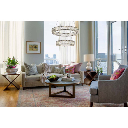 Elegant Monroe 5 Tier Led Chandelier - Black, L 24" (3503G24BK)
