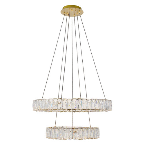 Elegant Monroe 5 Tier Led Chandelier - Gold, L 23.6" (3503G24G)