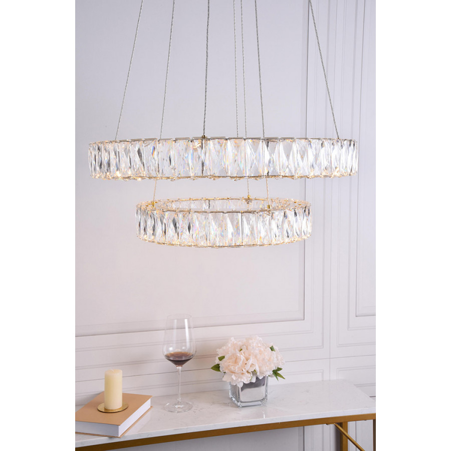 Elegant Monroe 5 Tier Led Chandelier - Gold, L 23.6" (3503G24G)