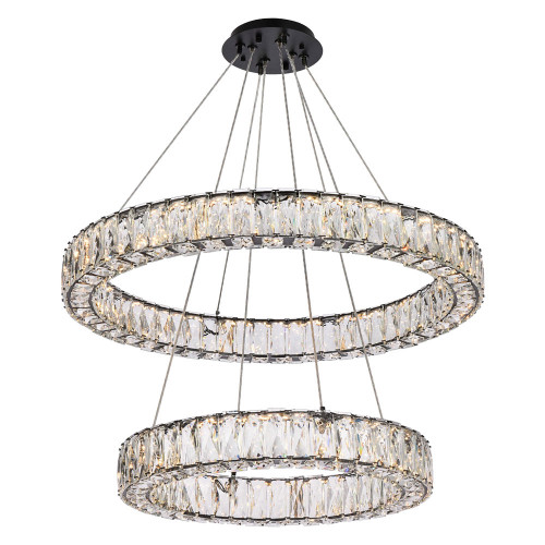 Elegant Monroe 5 Tier Led Chandelier - Black, L 28" (3503G28BK)