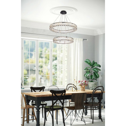 Elegant Monroe 5 Tier Led Chandelier - Black, L 28" (3503G28BK)