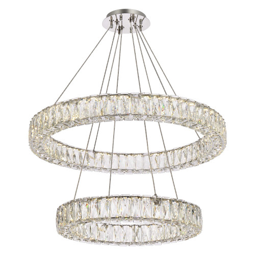 Elegant Monroe 5 Tier Led Chandelier - Chrome, L 28" (3503G28C)