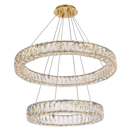 Elegant Monroe 5 Tier Led Chandelier - Gold, L 28" (3503G28G)