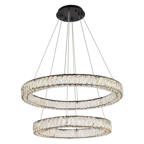 Elegant Monroe 5 Tier Led Chandelier - Black, L 32" (3503G32BK)