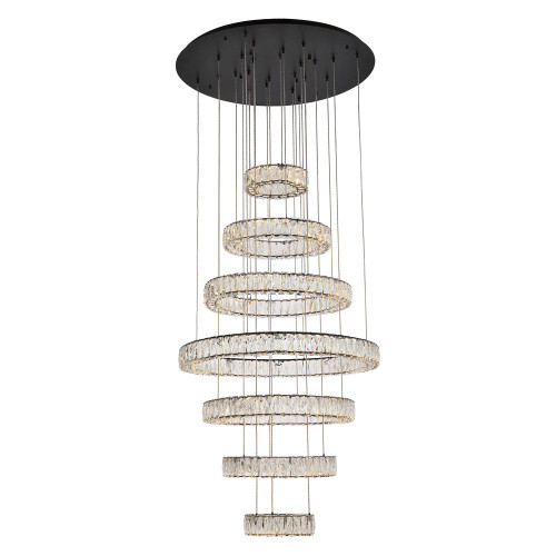 Elegant Monroe 5 Tier Led Chandelier - Black, L 34" (3503G34BK)