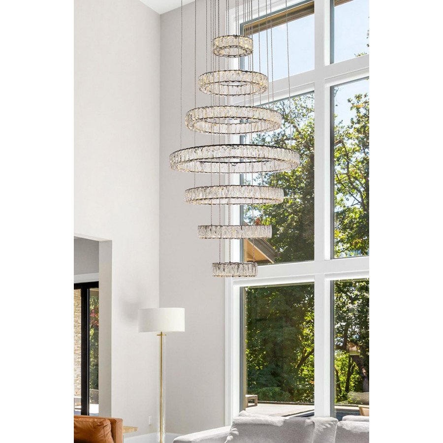 Elegant Monroe 5 Tier Led Chandelier - Black, L 34" (3503G34BK)