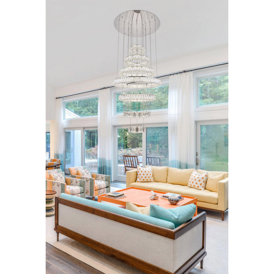 Elegant Monroe 5 Tier Led Chandelier - Chrome, L 34" (3503G34C)