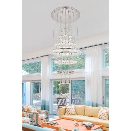 Elegant Monroe 5 Tier Led Chandelier - Chrome, L 34" (3503G34C)