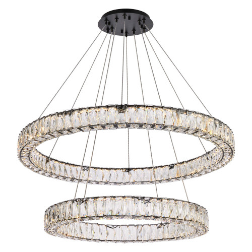 Elegant Monroe 5 Tier Led Chandelier - Black, L 36" (3503G36BK)