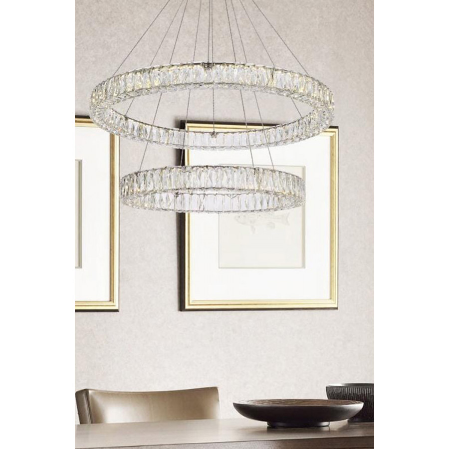 Elegant Monroe 5 Tier Led Chandelier - Chrome, L 36" (3503G36C)
