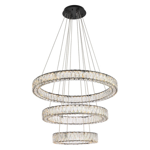 Elegant Monroe 5 Tier Led Chandelier - Black, L 32" (3503G3LBK)