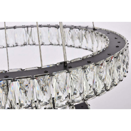 Elegant Monroe 5 Tier Led Chandelier - Black, L 32" (3503G3LBK)