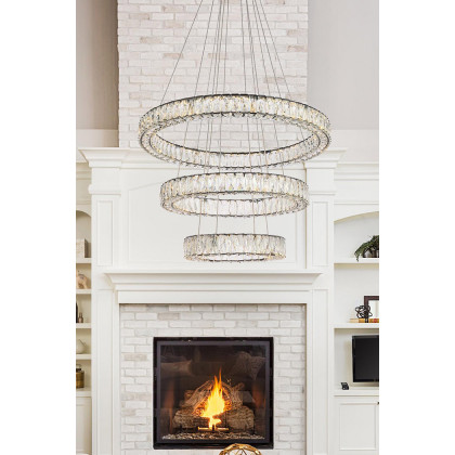 Elegant Monroe 5 Tier Led Chandelier - Black, L 32" (3503G3LBK)