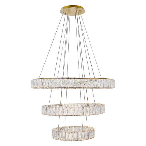 Elegant Monroe 5 Tier Led Chandelier - Gold, L 31.5" (3503G3LG)