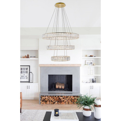 Elegant Monroe 5 Tier Led Chandelier - Gold, L 31.5" (3503G3LG)