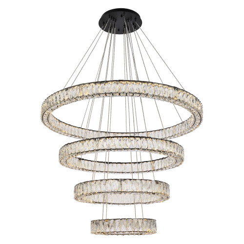 Elegant Monroe 5 Tier Led Chandelier - Black, L 41" (3503G41BK)