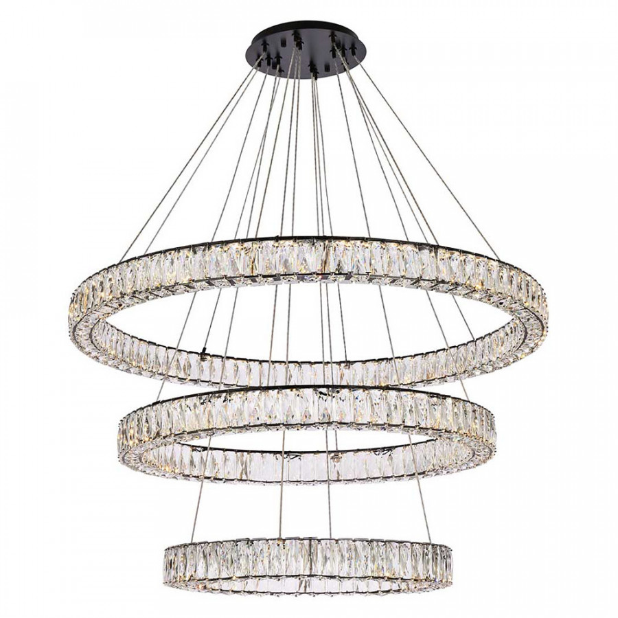 Elegant Monroe 5 Tier Led Chandelier - Black, L 41" (3503G41LBK)