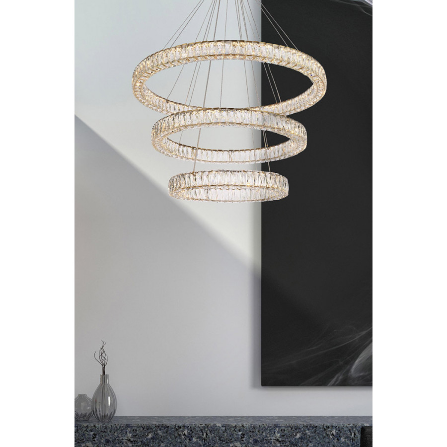 Elegant Monroe 5 Tier Led Chandelier - Gold, L 41" (3503G41LG)