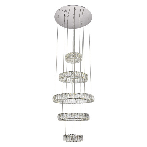 Elegant Monroe 5 Tier Led Chandelier - Chrome, L 25.6" (3503G5LC)