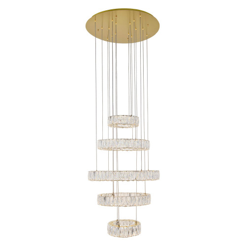 Elegant Monroe 5 Tier Led Chandelier - Gold, L 25.6" (3503G5LG)
