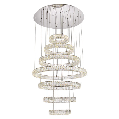 Elegant Monroe 5 Tier Led Chandelier - Chrome, L 40" (3503G7LC)