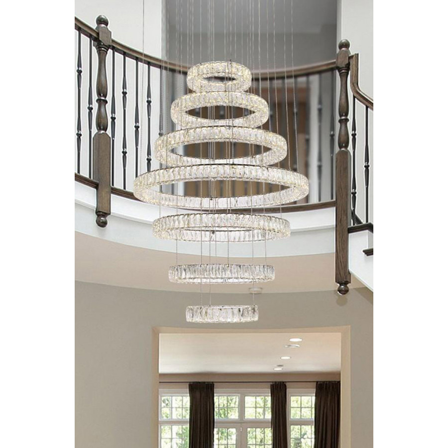 Elegant Monroe 5 Tier Led Chandelier - Chrome, L 40" (3503G7LC)