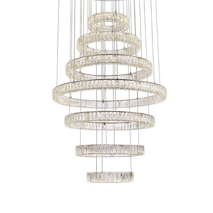 Elegant Monroe 5 Tier Led Chandelier - Chrome, L 40" (3503G7LC)